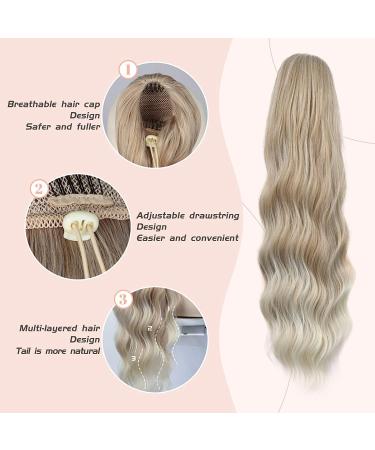 YEESHEDO Brown Long Wavy Drawstring Ponytail Hair Extension - 26 Inches (Blonde to Platinum) - Buy Online on SooperMarket.com