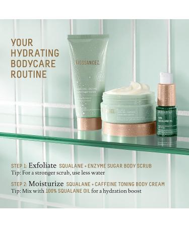 Biossance Smooth Start Body Travel Set: Squalane + Enzyme Sugar Scrub, Caffeine Toning Cream, & 100% Squalane Oil for Exfoliation and Hydration - Buy Online on SooperMarket.com