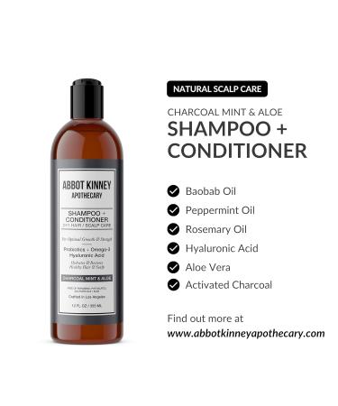 Charcoal & Mint 2-in-1 Shampoo and Conditioner | Natural Scalp Care with Essential Oils & Hyaluronic Acid - 12 FL OZ - Buy Online on SooperMarket.com