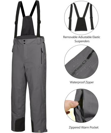 Mapamyumco Men's Waterproof Snow Ski Bib Pants - Windproof Heat-Insulating Mountaineering Gear (Gray) - Perfect for International Shipping - Buy Online on SooperMarket.com