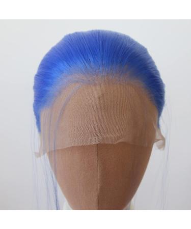 Blue Synthetic Lace Front Wig - Long Straight Hair for Black Women | Heat Resistant Fiber | Cosplay & Daily Wear - Buy Online on SooperMarket.com