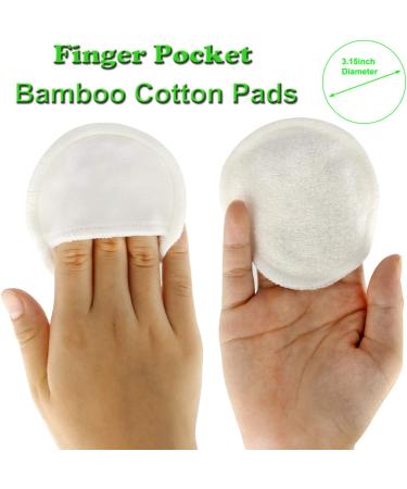 10pcs Organic Bamboo Makeup Remover Pads with Finger Pocket - Reusable 3 Layer Cotton Rounds in 5 Colors - Eco-Friendly Laundry Bag Included - Buy Online on SooperMarket.com
