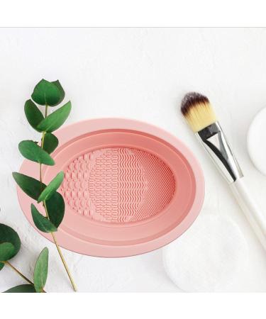 Makeup Brush Cleaner Foldable Silicone Cosmetic Brush Scrubber Bowl Compact Washing Supplies for Cleaning Sponges Brushes and Applicators Pink - Buy Online on SooperMarket.com