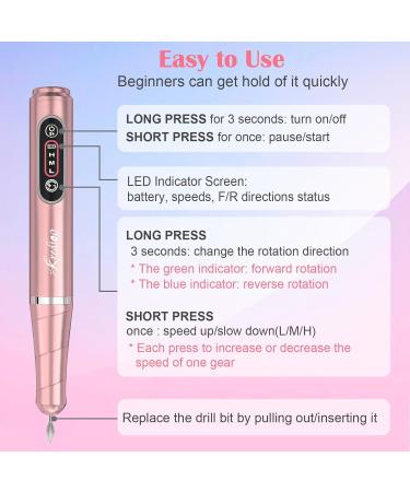 Kredioo Electric Nail Drill for Acrylic Gel Nails - 20000RPM Rechargeable Portable Manicure Set for Cuticle and Callus Removal - Cordless E File Nail Care Kit (Gold) - Buy Online on SooperMarket.com