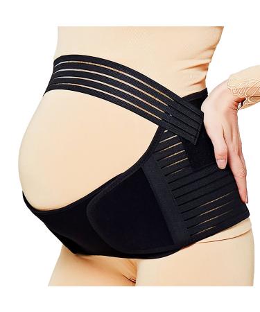 Modloan Pregnancy Support Belt Black Pregnancy Belt Support Maternity Belt Maternity Support Belt Bands & Support- for Pregnant Women Birth Preparation Labour Relieve Back Pelvic (Black-L)