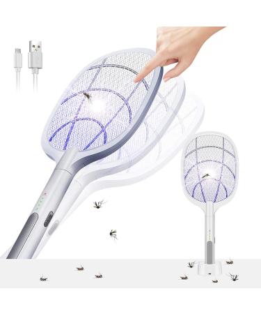 Weidasi 2 in 1 Large Electric Mosquito Swatter Bug Zapper Mosquito Lamp Fly Killer Insect Swatte 3000 Volt USB Rechargeable LED Purple Light Trapping Mosquitoes 3 Layers Safety Mesh Design