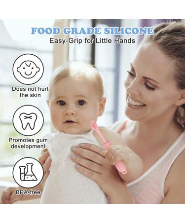 CLdy Baby Biting Toys - 2 BPA-Free Silicone Teething Rings for Babies 3 Months+ - Soft & Stimulating Toothbrush Aid in Blue & Pink - Buy Online on SooperMarket.com