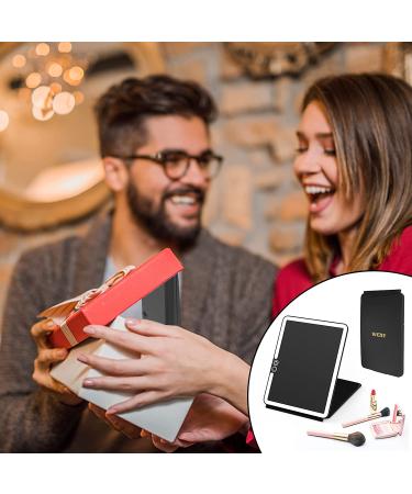 WEILY W137 Folding Travel Mirror | 72 LED Lights | 3 Light Modes | Touch Screen Dimming | USB Rechargeable | Ultra Thin Portable Vanity Mirror | Makeup Mirror Gift for Women (Black) - Buy Online on SooperMarket.com