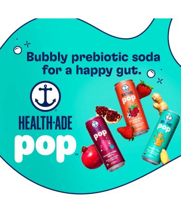 Health-Ade Pop Soda: Prebiotic Seltzer with Real Fruit Juice | Gut Health Support, Fiber Rich, Low Calorie | Plant Based, Organic, Vegan | Pomegranate Berry Flavor - 8 Pack (12 Fl Oz Cans) - Buy Online on SooperMarket.com