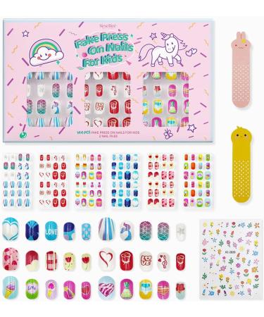 144Pcs Kids Press on Nails - Children Girls Short Artificial Fake Nails - No Fading Full Cover Acrylic Nails - Fruit Design - Quick & Easy Stick On - Cute Gift for Kids Nail Decoration - Buy Online on SooperMarket.com