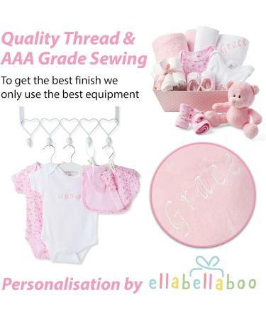 Baby Box Shop Personalised Baby Gift Set - 12 Essentials + 3 Personalised Gifts for Newborn Baby Girl - Pink Hamper Basket - Buy Online on SooperMarket.com