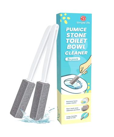 Simple Life Pumice Stone Toilet Bowl Cleaner | Toilet Pumice Stone with Extra Long Handle | Scouring Stick for Toilet Cleaning Stain Removal on Toilets Grills Tiles Grout & Pools (2 Pack) 1 Count (Pack of 2)