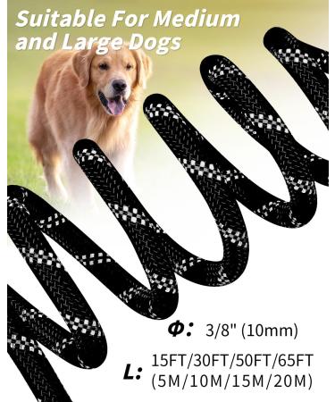 Joytale Padded Handle Training Lead for Dogs - 10m Long Line for Training & Tie Out - Supports Dogs Under 45kg - Black - Buy Online on SooperMarket.com