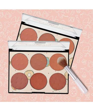 6 Colors Blush Palette with Brush - Matte & Shimmer Powder Blush for Glam Makeup Look | Contour & Highlighter Palette - Buy Online on SooperMarket.com