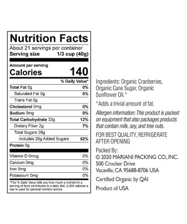 Mariani Organic Dried Cranberries - Healthy Gluten-Free Vegan Snacks - 30 oz - No Preservatives - Fat-Free - Buy Online on SooperMarket.com