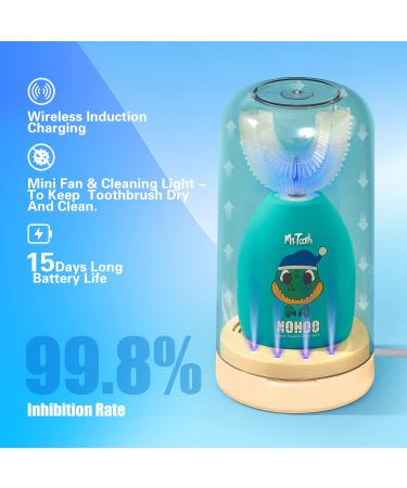 NOHOO U Shape Kids Electric Toothbrush | Rechargeable Ultrasonic Toothbrush for Toddlers | Waterproof | 3 Modes | Green - Buy Online on SooperMarket.com