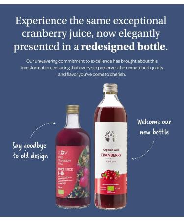 LOOV Organic Wild Cranberry Juice 500ml - Pure Fresh Cranberries, Polyphenols, No Added Sugar or Water - Wild-Crafted - Buy Online on SooperMarket.com