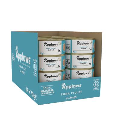 Applaws 100% natural tuna fillet wet food in broth for adult cats - 24 x 70g doses tuna in the broth 70 g (24 Pack)
