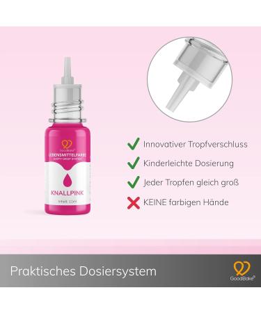 Goodbake Pink Food Coloring (11ml) - Intensive Highly Concentrated Vegan Color for Cakes Fondant Buttercream & More - Perfect for Baking & Drinks - Buy Online on SooperMarket.com