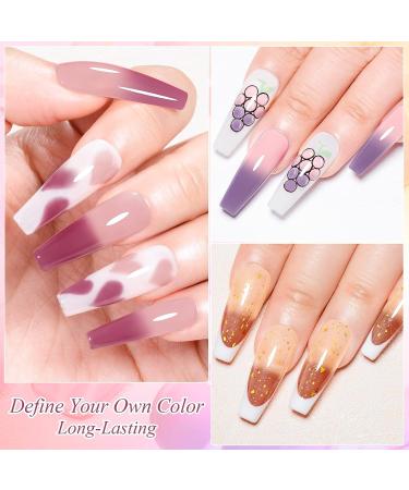 MEET ACROSS Pink Color Changing Gel Nail Polish Set - Mood Temperature Change Translucent Nude Pink Gel Polish with Foil & Crystal Accents - Buy Online on SooperMarket.com