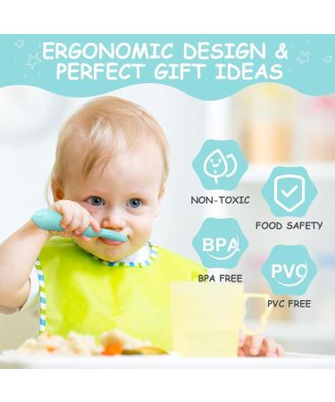 Vicloon Baby Fork and Spoon Set - Silicone Weaning Spoon Kit for Self Feeding - Easy Grip Toddler Cutlery in Light Blue - Buy Online on SooperMarket.com