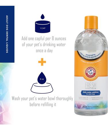 ARM & HAMMER Fresh Spectrum Coconut Mint Dog Water Additive 473ml - Dental Care for Dogs - Plaque & Tartar Removal - Breath Freshener - Gum & Teeth Cleaning - No Brushing Needed - Easy Pet Oral Hygiene - Buy Online on SooperMarket.com