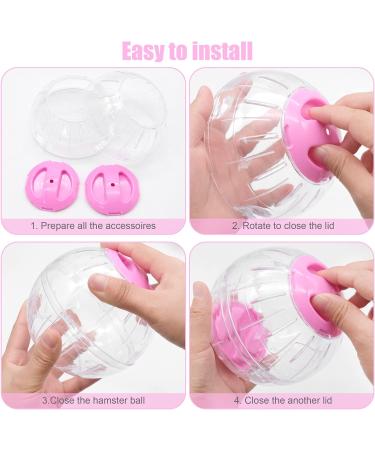 2 Pieces Hamster Ball 12cm Small Animals Dwarf Hamster Ball Transparent Spinning Running Wheel Small Animals Cage Accessories (Red + Yellow) - Buy Online on SooperMarket.com