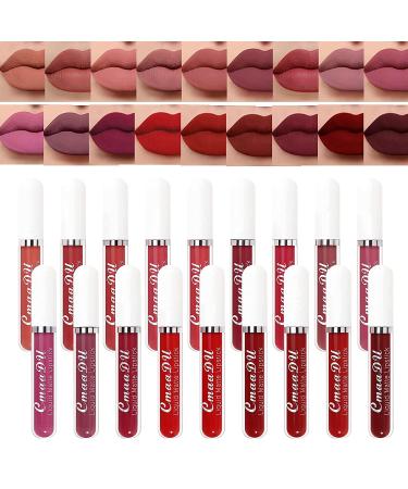 Gireatick 18 colors Matte Velvety Liquid Lipstick Set  Long Lasting Lip Stain Waterproof Non-Stick Cup Liquid Lipgloss Set  High Pigmented Velvet Lip Gloss Kit