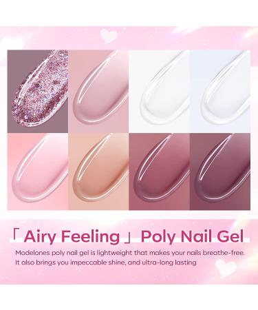 Modelones Poly Nail Gel Kit 8 Colors with 48W LED Nail Lamp - Professional Starter Manicure Kit with Complete Poly Nail Art Tools - Nail Extension Gel Set with Rhinestone, Glitters, Sequins - Perfect Gift for Women - Buy Online on SooperMarket.com
