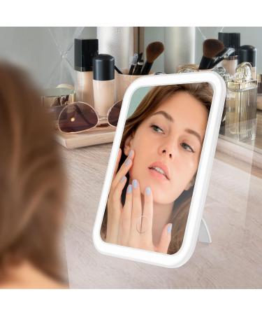 Touch Screen LED Makeup Mirror | 3 Colors Dimmable | Rechargeable USB | Portable Vanity Mirror for Travel | Cosmetic Mirror for Girls - Buy Online on SooperMarket.com