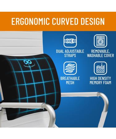 Everlasting Comfort Lumbar Support Pillow for Office Chair Memory Foam Back Cushion for Chair & Car - Black - Buy Online on SooperMarket.com