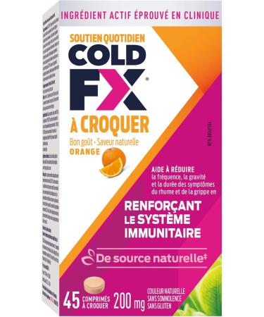 COLD-FX Orange Chewables Ginseng Extract Reduce Chance Cold and Flu Support Immune System - 45 Tablets Orange 45 count (Pack of 1) - Buy Online on SooperMarket.com