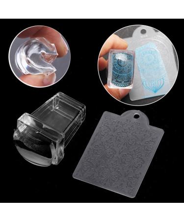 Bodhi2000 Square Transparent Silicone Nail Art Stamper Template Scraper Stamping Plate DIY Tool Random