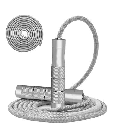 Gaoykai weighted jump rope Fitness for women men,1LB Tangle-free Skipping Rope for Muay Thai Training Crossfit workout Aluminum Handles Adjustable Length PVC Cord and Cotton Rope Silver