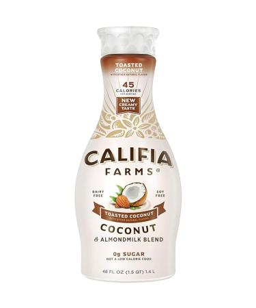 Califia Farms Toasted Coconut Almond Milk 48 Oz Dairy Free Plant Based Vegan Gluten Free Non GMO Sugar Free High Calcium Smoothie