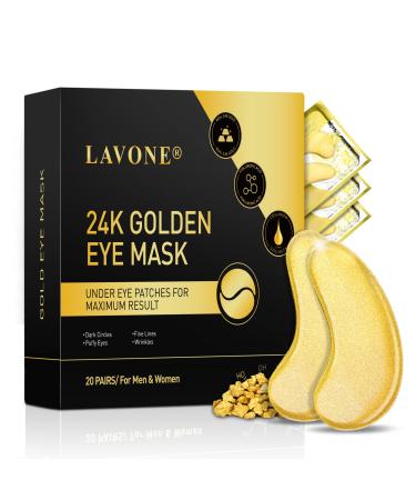 14 Pairs 24K Gold Under Eye Mask - Eye Masks for Dark Circles and Puffiness  Reduce Wrinkles  Eye Bags and Fine Lines  Under Eye Patches Skin Care for Women and Man  with Hair Clips. Eye Mask 01