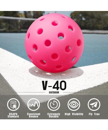 Vvinca Pickleballs 6 Pack - USAPA Approved, Outdoor Pickleball Balls with 40 Holes, Double Tone Luminous Colors (Green/Blue/Pink/Tangerine/Yellow), Bubblegum Pink - 6 Pack - Buy Online on SooperMarket.com