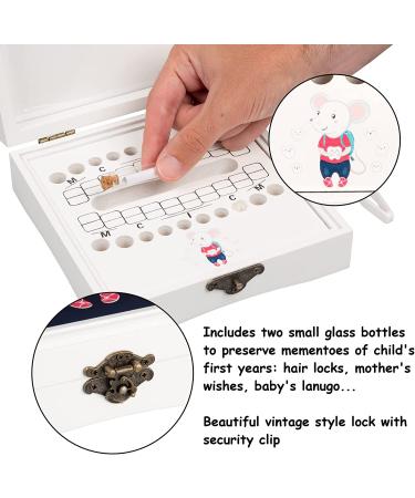 Baby Keepsake Tooth Box - Lost Teeth Holder for Boys and Girls - Tooth Fairy Organizer - White Wood - Perfect Gift for Parents and Kids - Buy Online on SooperMarket.com