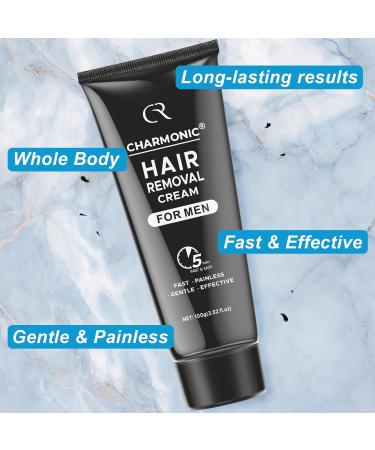 Hair Removal Cream Charmonic Intimate/Private Area Hair Remover for Men Fast & Painless Hair Removal for Underarm Chest Back Legs and Arms Depilatory Cream for Unwanted Coarse Body Hair (Black 2 pcs) - Buy Online on SooperMarket.com