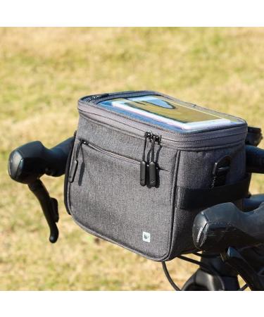 Rhinowalk Waterproof Bike Handlebar Bag - Grey | Front Bicycle Pack with Touch Screen Phone Holder and Shoulder Strap - Buy Online on SooperMarket.com