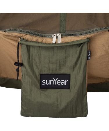 Sunyear Camping Hammock  Portable Double Hammock with Net  2 Person Hammock Tent with 2*10ft Straps  Best for Outdoor Hiking Survival Travel Army Green/Khahi 55"W*106"L - Buy Online on SooperMarket.com