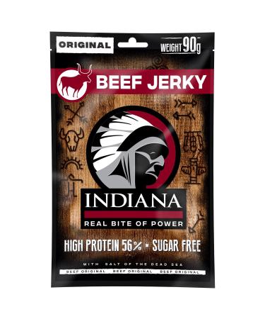 Indiana Beef Jerky - High Protein Dried Meat Snack | No Added Sugar | Salami Flavor 18g (10 x 90g) - International Shipping Available - Buy Online on SooperMarket.com