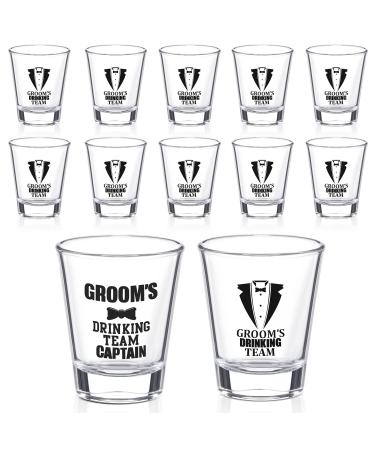 CHENGU 12 Pieces 2 oz Groomsmen Glasses Groom's Drinking Team Glasses Wedding Party Glasses Cups Groom's Drinking Team Captain Cups Wedding Party Drinking Cups for Wedding Party Supplies
