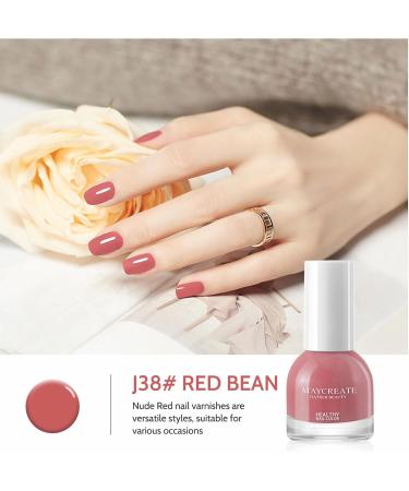 TBeautfave Red Nail Varnish Peeling off Nude Nail Polish Quick Dry Long Lasting Nail Polish Non-Toxic Water Based Pink Nail Polish No Need Cure Nail Varnish at Home Manicure Red bean paste - Buy Online on SooperMarket.com