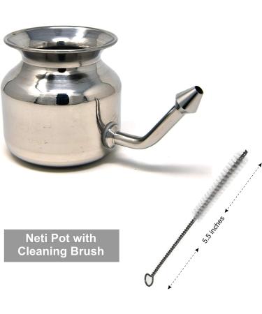 304 Grade Stainless Steel Ayurvedic Jal Neti Pot for Sinus Congestion and Nasal Cleansing - Buy Online on SooperMarket.com
