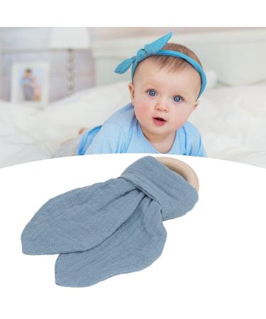Wooden Teething Toy Ring with Colored Cotton Yarn - Blue & Black Teething Bracelet for Babies - Hand Grip Training - Buy Online on SooperMarket.com