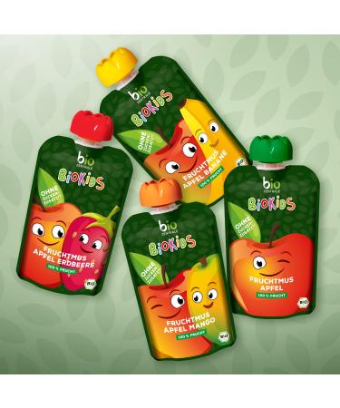 Biocentral Biokids Fruit Pusher - 12x90g Apple Banana | 100% Fruit No Added Sugar | Ideal for Porridge & Puree - Buy Online on SooperMarket.com