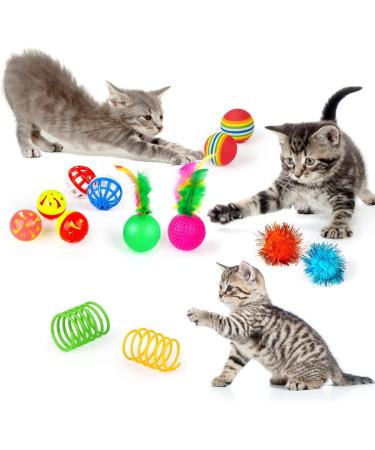 32 PCS Cat Toys Set - Interactive Variety Kitten Toys with Catnip, Feather Teaser, Crinkle Balls, and More - Buy Online on SooperMarket.com