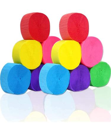 Coceca 12 Rolls Streamers Crepe Paper in 6 Colors for Rainbow Party Wedding Birthday Ceremony Festivals Decoration