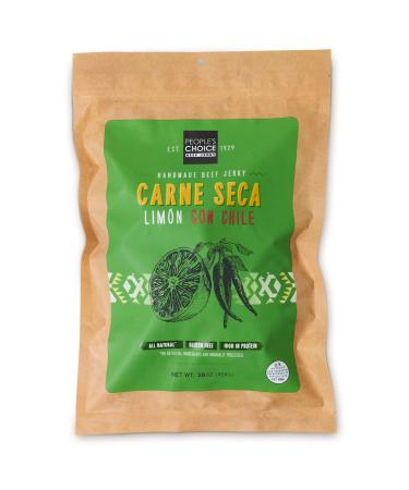 People's Choice Beef Jerky - Carne Seca - Limón Con Chile - Healthy Sugar Free Zero Carb Gluten Free Keto Friendly High Protein Meat Snack - Dry Texture - 1 Pound 16 oz - 1 Bag